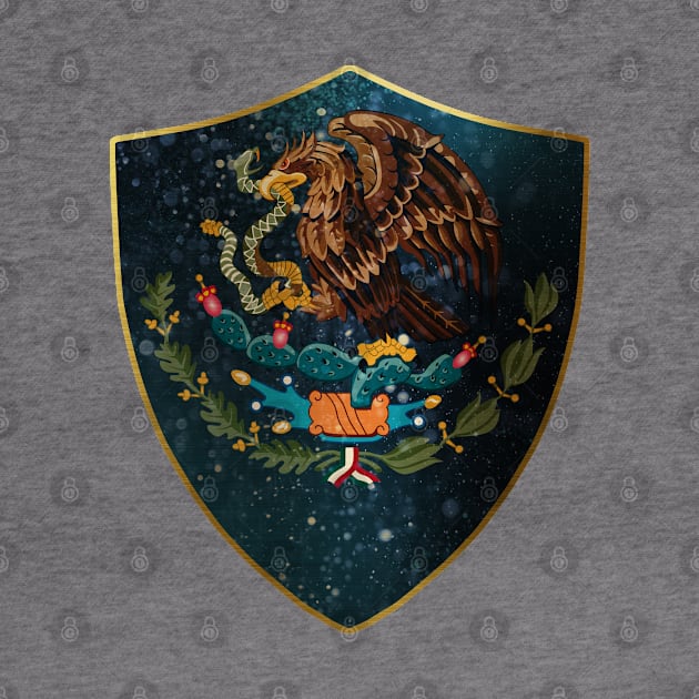 Mexico Coat of Arms and Starry Nights Shield by Family Heritage Gifts